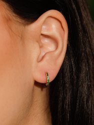 Green Pave Hoop Earrings