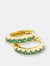 Green Pave Hoop Earrings - Gold