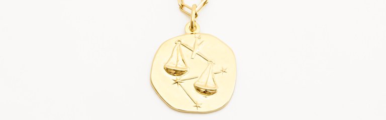 Libra Zodiac Necklace - Gold