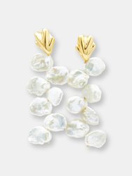 Petal Earrings With Baroque Pearls - Gold