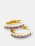 Purple Pave Hoop Earrings - Gold
