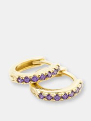 Purple Pave Hoop Earrings