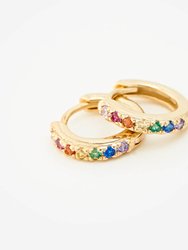 Rainbow Huggie Hoop Earrings - Gold