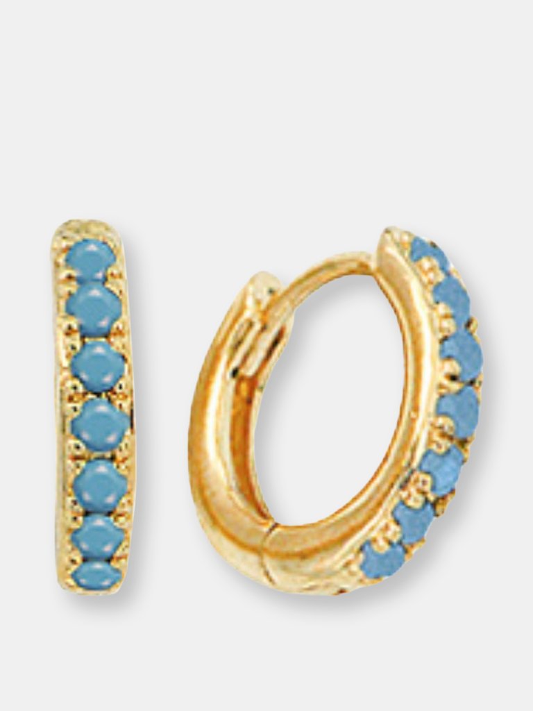 Turquoise Hoop Earrings - 18K Gold