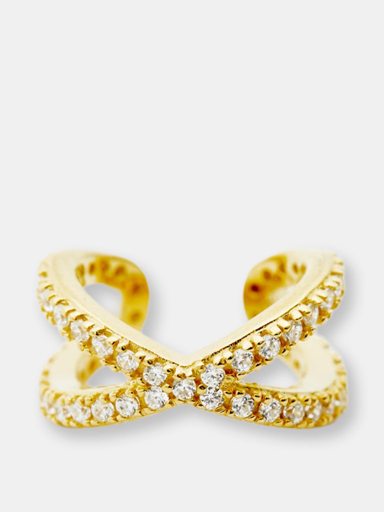 X Pave Ear Cuff - 18k Gold