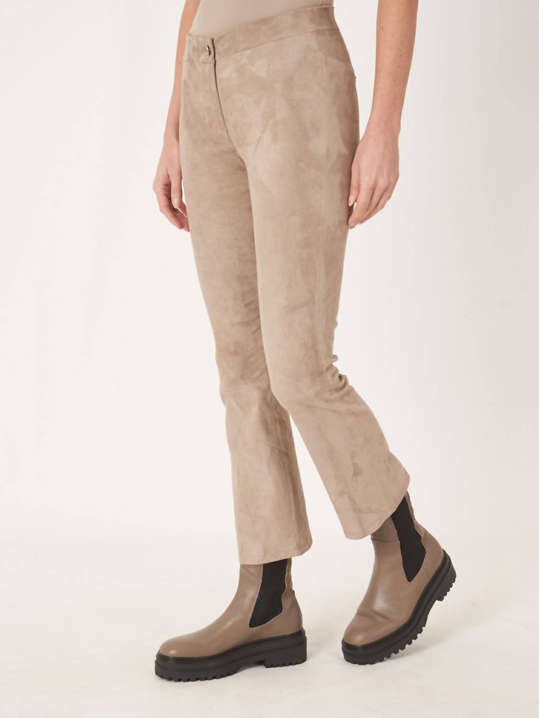 Cropped Bootcut Suede Pants