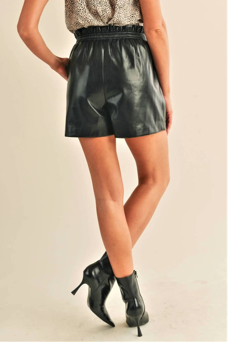 Faux Leather Shorts In Black