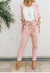 High Waist Tie Front Trouser In Blush - Blush