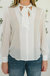 Long Sleeve Neck Tie Blouse In White