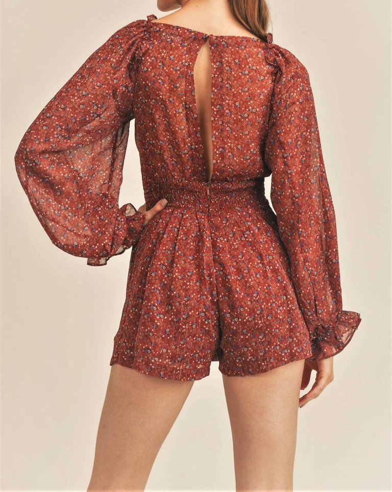 Long Sleeve Romper In Rust