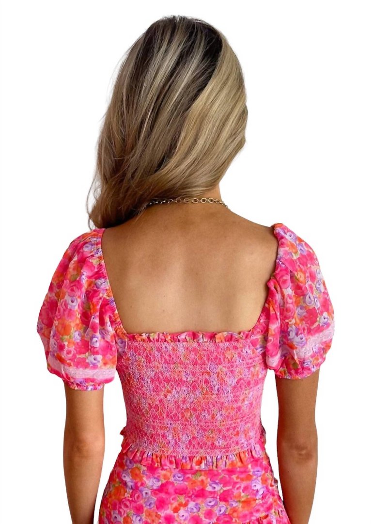 Madison Floral Top In Pink