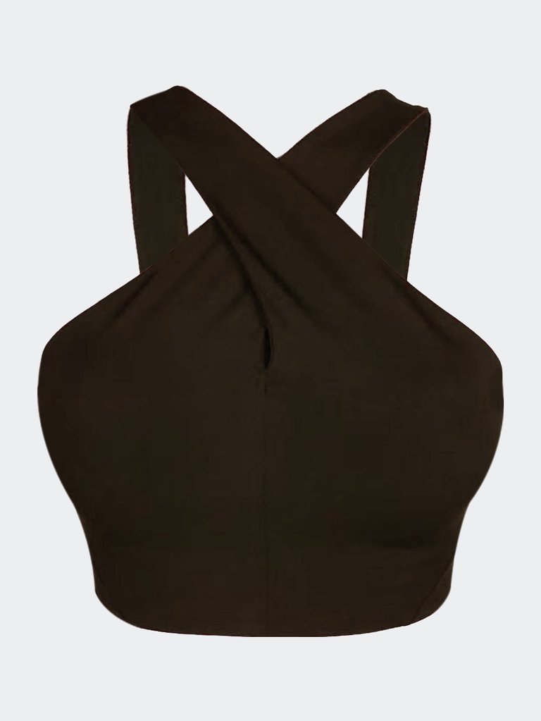 Connect Cross Front Sport Bra - Brown