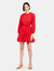 Ella Puff Sleeve Mini Dress  - Candy Red