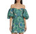 Women Dali Aquatic Bloom Blue Print Off The Shoulder Mini Sheath Dress - Blue
