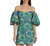 Women Dali Aquatic Bloom Blue Print Off The Shoulder Mini Sheath Dress - Blue
