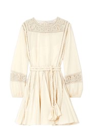 Women'S Ella Tie Belt Macadamia Mini Dress - Off White