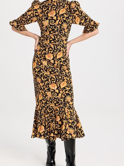 Rhode Women's Felix Dress, Baroque Heart, Floral, Puff Sleeves Gold Midi Dress product