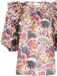 Women's Nino Ruffle Trim Elbow Sleeve Blouse - Multicolor