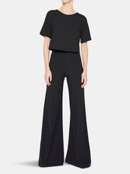 Black Ponte Knit Wide Leg Pant