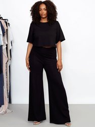 Black Ponte Knit Wide Leg Pant