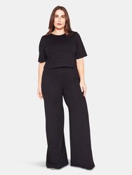 Black Ponte Knit Wide Leg Pant