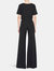 Black Ponte Knit Wide Leg Pant