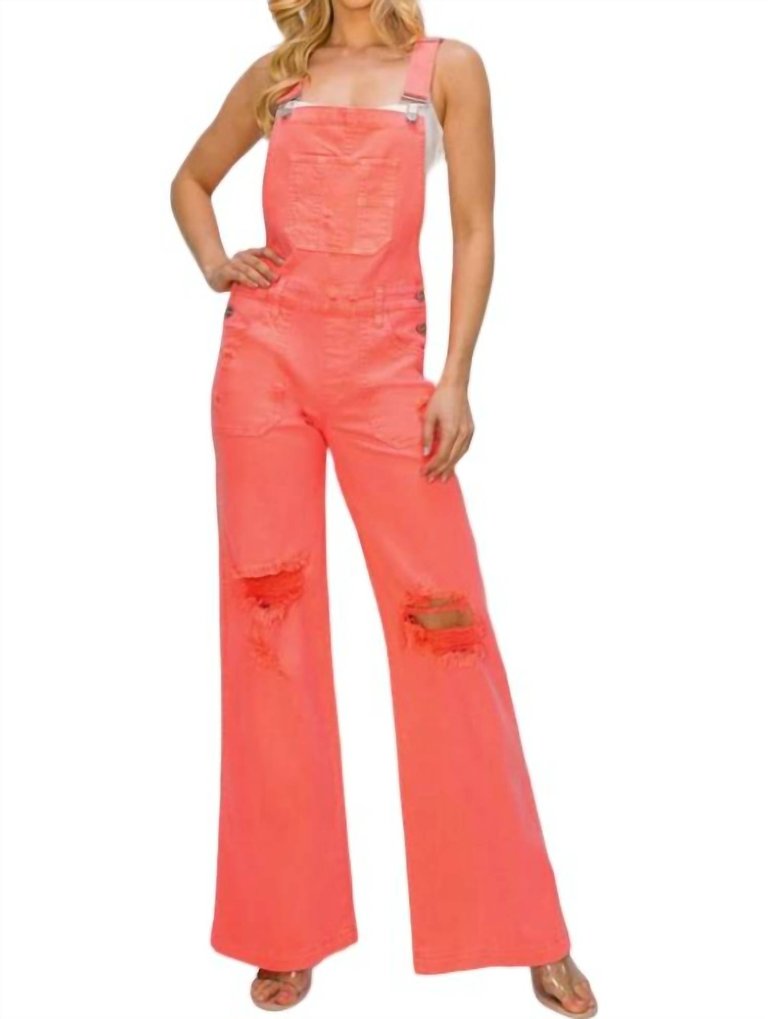 Always Together Overall Jumpsuit In Coral - Coral