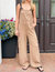 Around Town Wide Leg Cargo Overalls In Sepia - Sepia