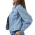 Balloon Sleeve Denim Jacket In Light Wash