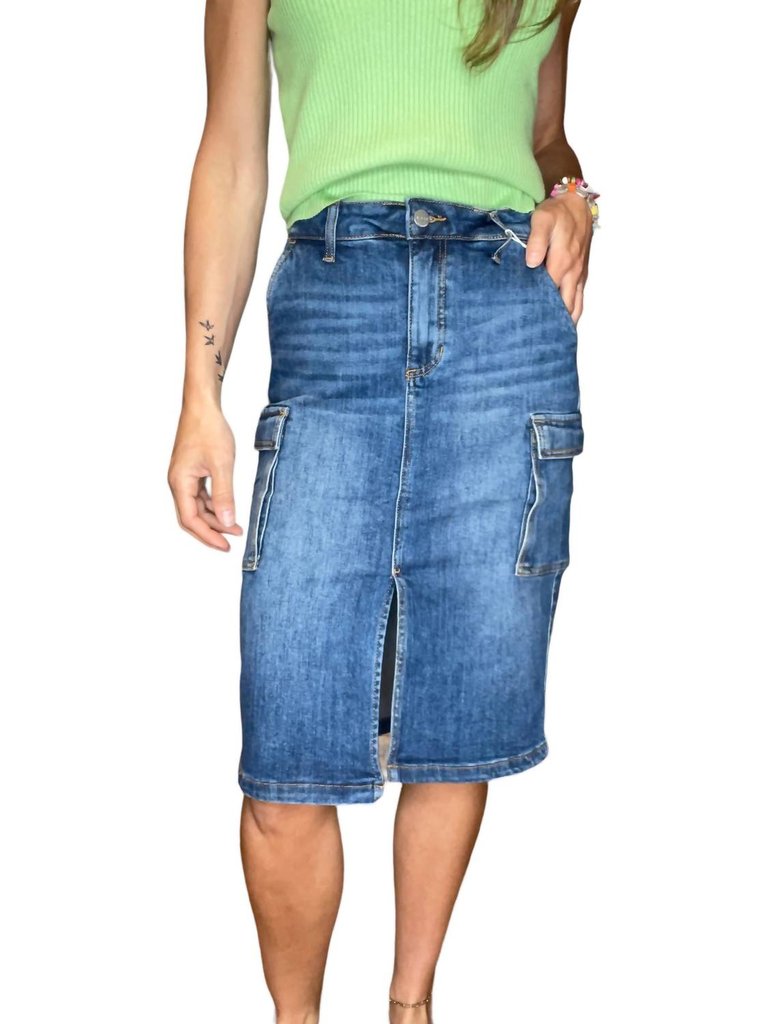 Cargo Skirt In Denim - Denim