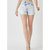 Denim High-Rise Cuffed Crossbody Shorts In Light Acid