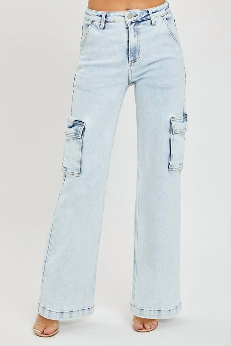 Destiny Cargo Jeans In Light Wash - Light Wash