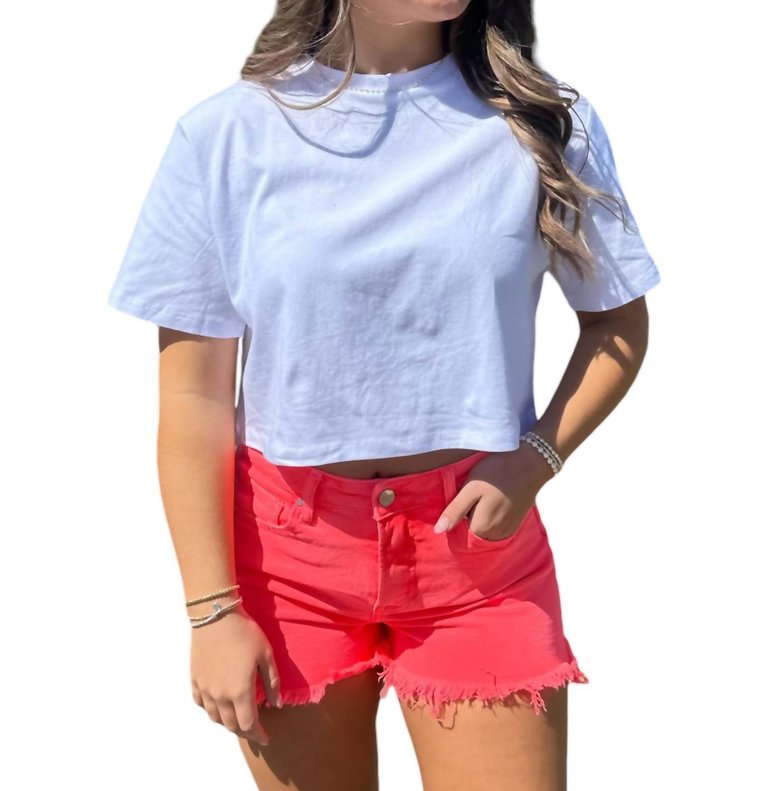 Everything I Knew High Rise Shorts In Coral - Coral