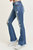 Flare Distressed Knee High Rise Jean In Medium Wash