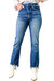 Frayed Ankle Hem Flare Jeans In Medium Wash - Medium Wash