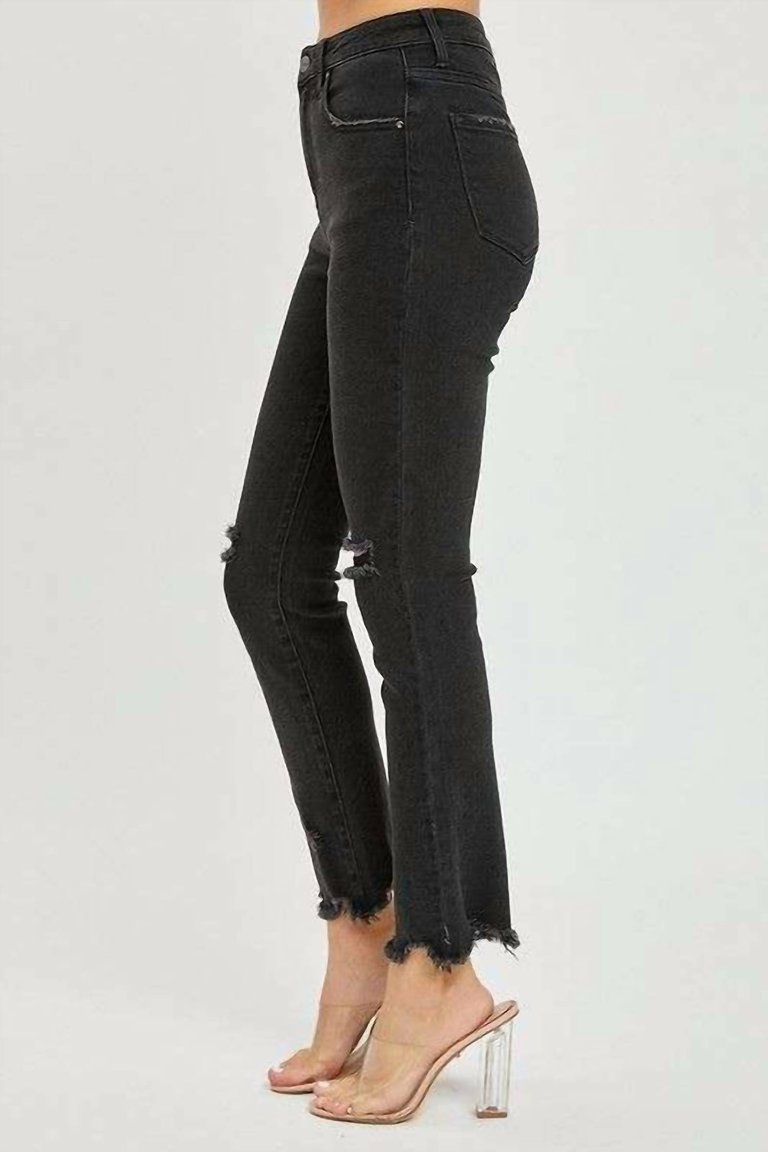 Hannah High Rise Straight Jeans In Black