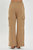 High Rise Cargo Pocket Wide Pants In Mocha