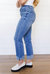 High Rise Cuffed Straight Jeans In Medium Wash