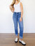 High Rise Cuffed Straight Jeans In Medium Wash