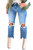 High Rise Distressed Knee Crop Jeans In Medium Wash - Medium Wash