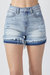 High-Rise Double Hem Distressed Shorts In Light Wash - Light Wash