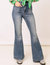 High-Rise Front Patch Pocket Bell Bottom Jeans In Blue