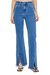 High Rise Front Slit Relaxed Straight Jean In Medium Wash - Medium Wash