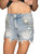 High Rise Rhinestone Shorts In Light Blue