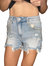 High Rise Rhinestone Shorts In Light Blue