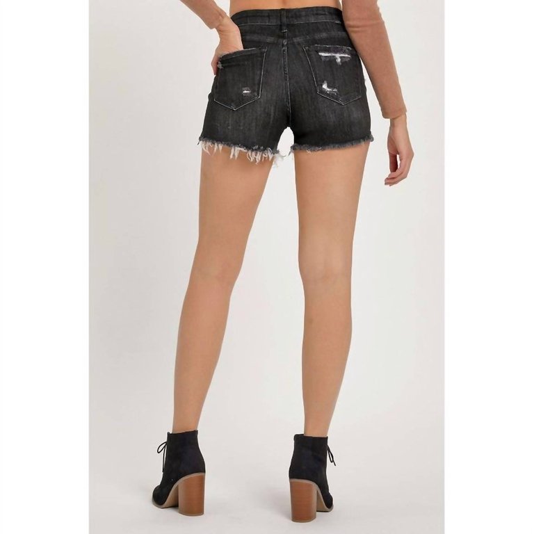 Mid Rise Patched Short In Black