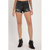 Mid Rise Patched Short In Black - Black