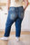 Mid Rise Sequin Patch Tapered Jeans In Dark Wash