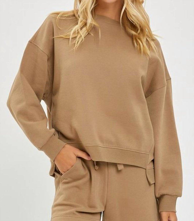 Oversized Step Hem Shirt - Mocha In Mocha