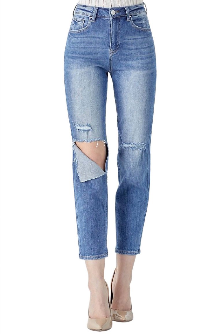 Relaxed Fit High Waist Jean In Blue - Blue